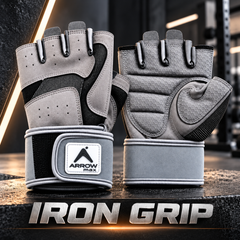 Arrowmax Iron Grip Gym Gloves – Heavy Duty Weightlifting & Workout Gloves with Wrist Support