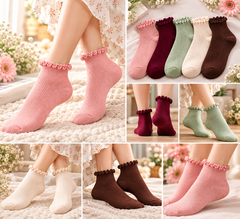fashion women socks girls frill ruffle pure cotton comfortable