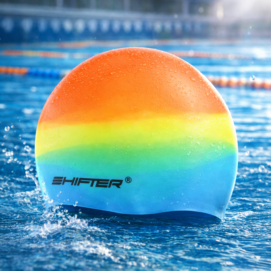 high quality multi color multicolored swimming cap swim kids adults