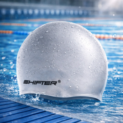 anti slip swimming cap silver grey for men women soft quality