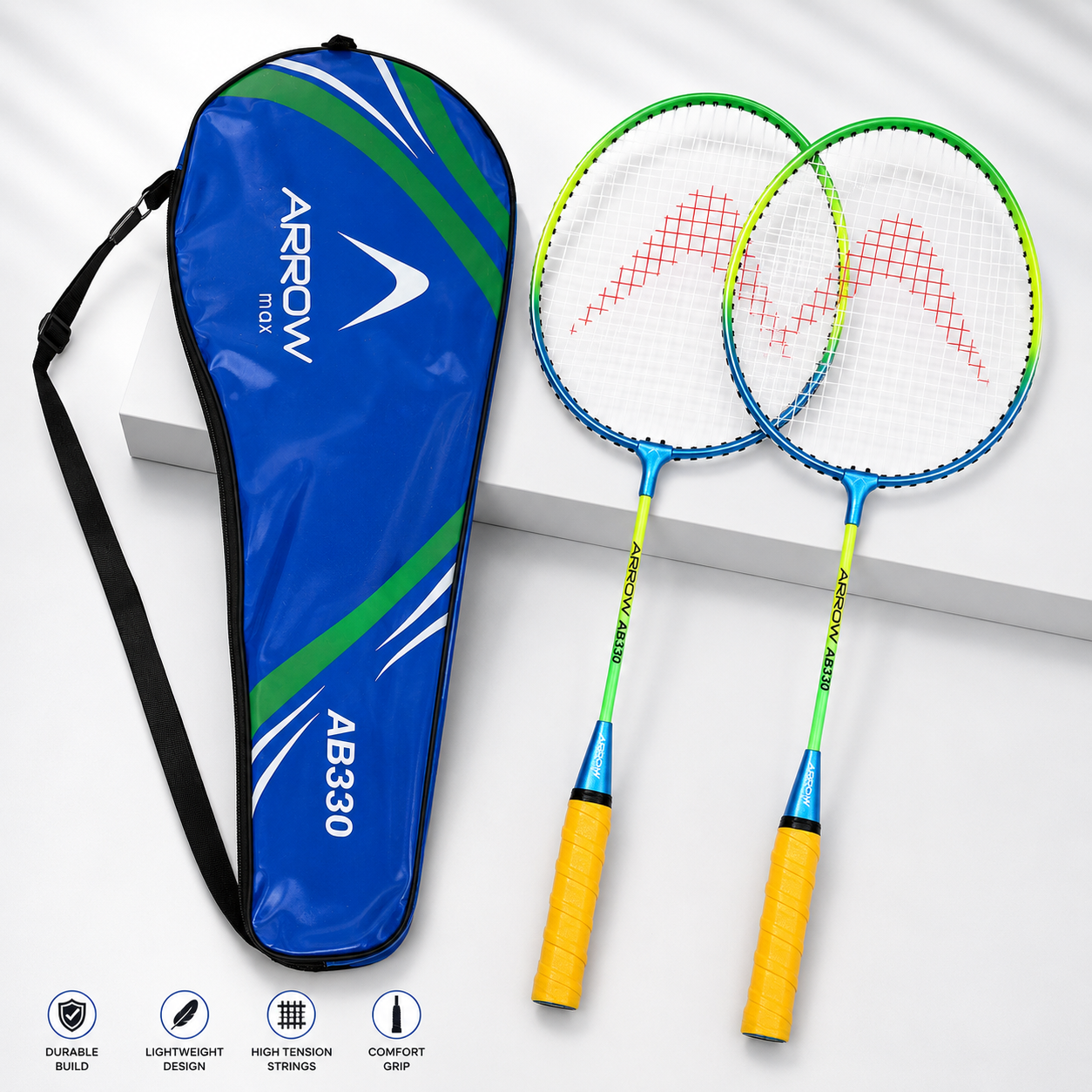 Aluminium badminton racket frame with durable stringing for kids