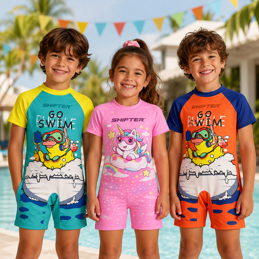 Kids Swimwear One Piece Zipper Unisex | Quick Dry Swimming Costume for Boys & Girls