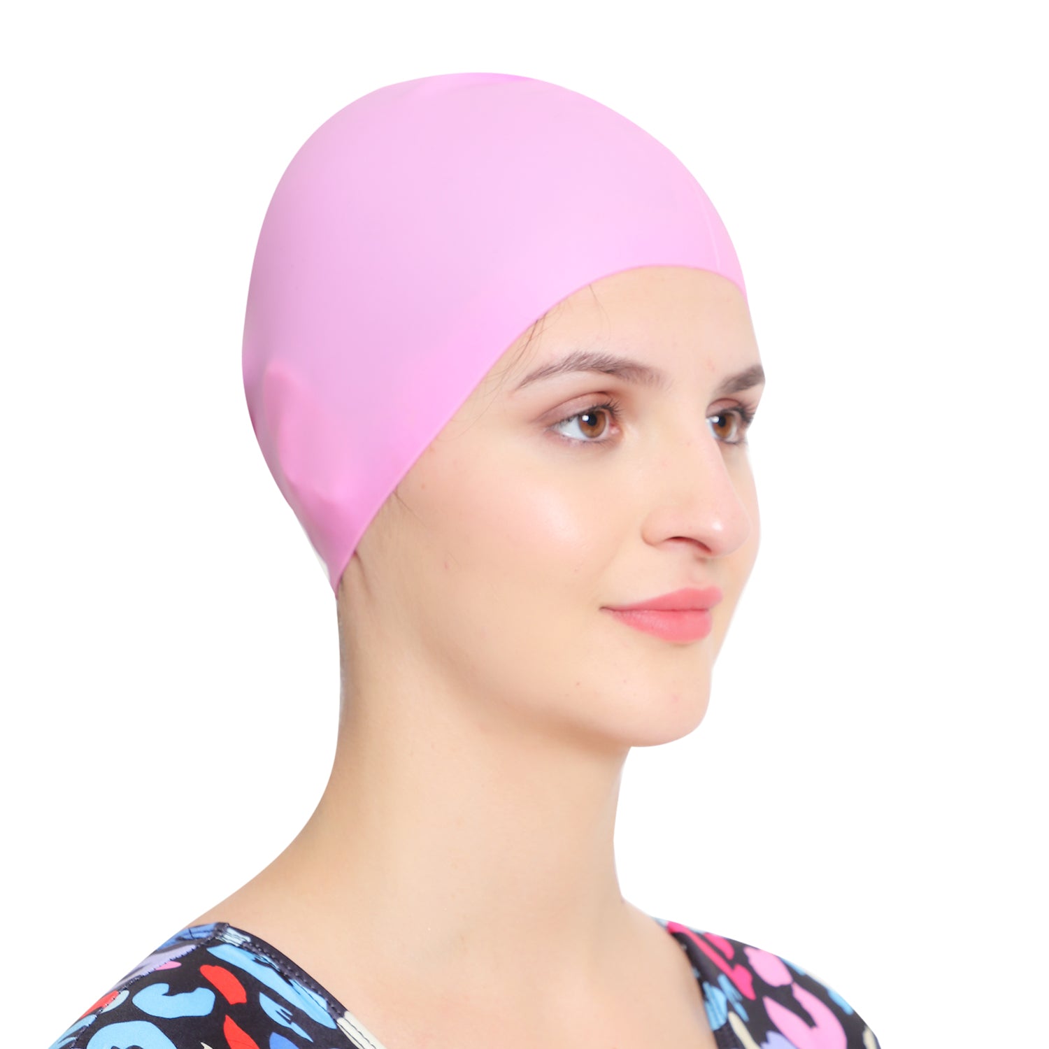 women swimming cap for ponytail & braid hair