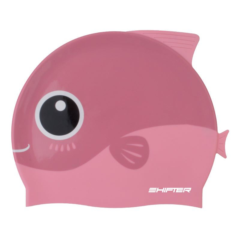 swimming cap pink for kids soft silicone printed cartoon