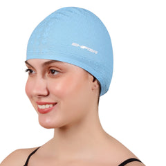 long hair swimming cap premium quality blue