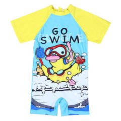 Shifter Kids Half-Sleeve One-Piece Swimsuit | Unisex Chlorine-Resistant Swimwear