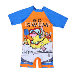 Shifter Kids Half-Sleeve One-Piece Swimsuit | Unisex Chlorine-Resistant Swimwear