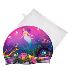 Kids Mermaid Swimming Cap for Girls – Pink Soft Silicone Waterproof Swim Cap