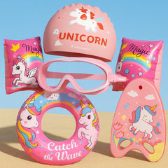 Swimming Training Kit Goggle Cap Earplug Kickboard Arm Band Tubes Set