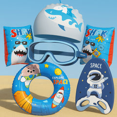 Swimming Training Kit Goggle Cap Earplug Kickboard Arm Band Tubes Set