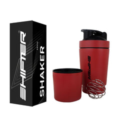 gym shaker with storage box for supplements red