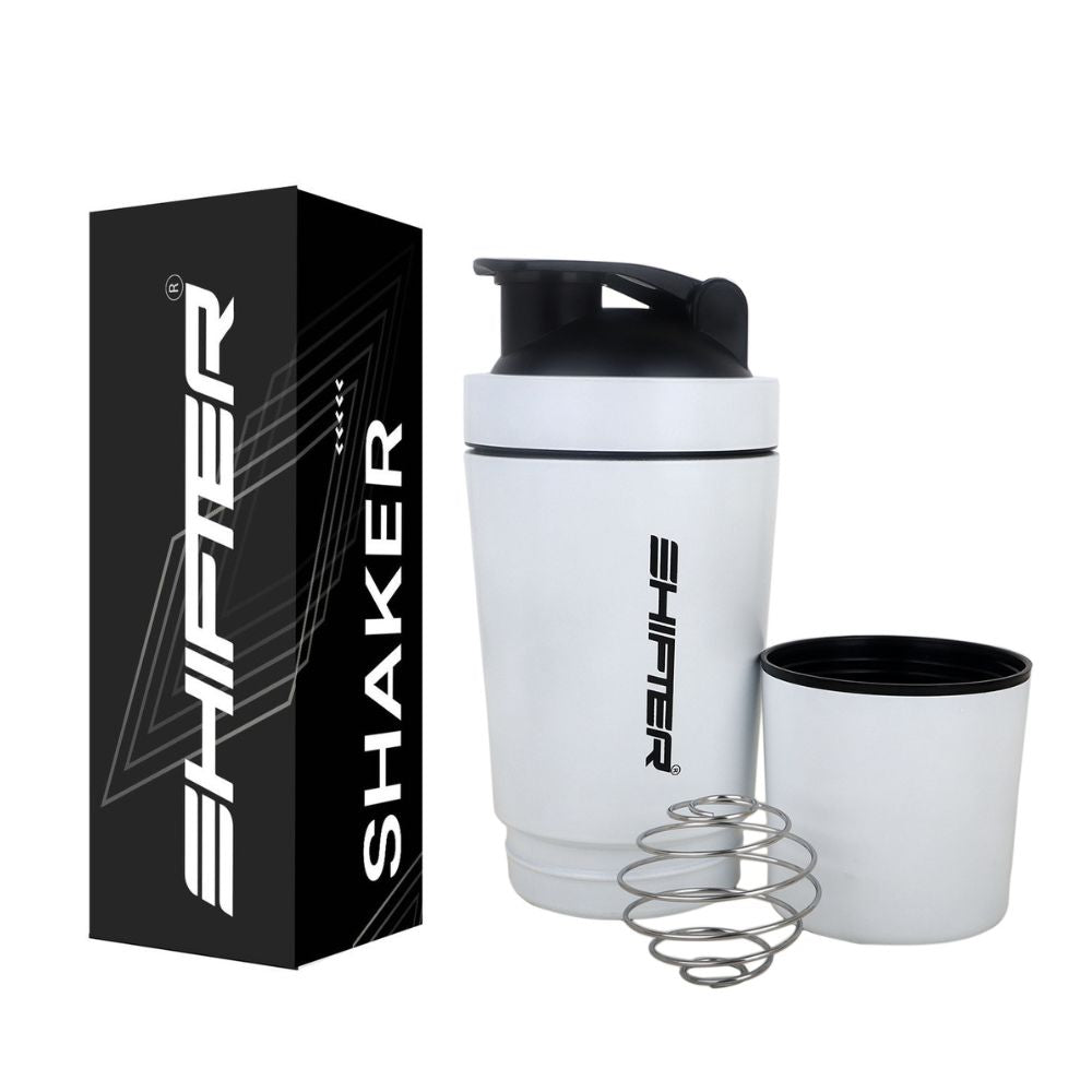 leakproof shaker bottle with protein storage compartment steel metal