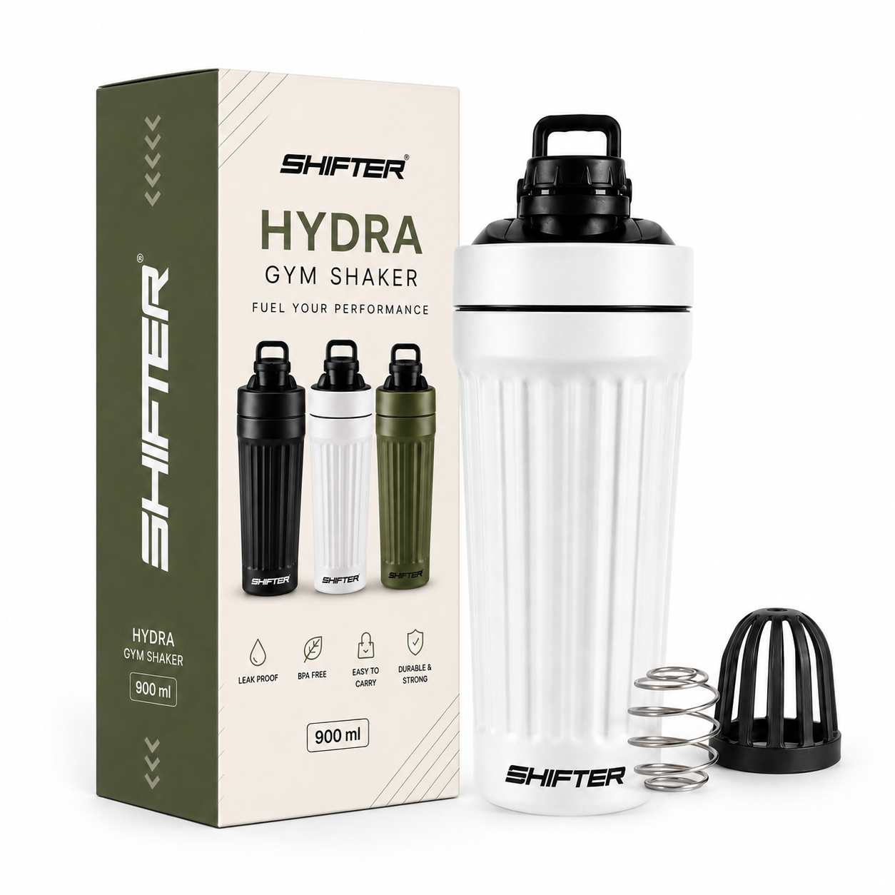 white steel shaker bottle metal steel