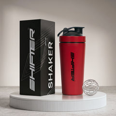 stainless steel shaker bottle leakproof gym bottle for protein shakes red