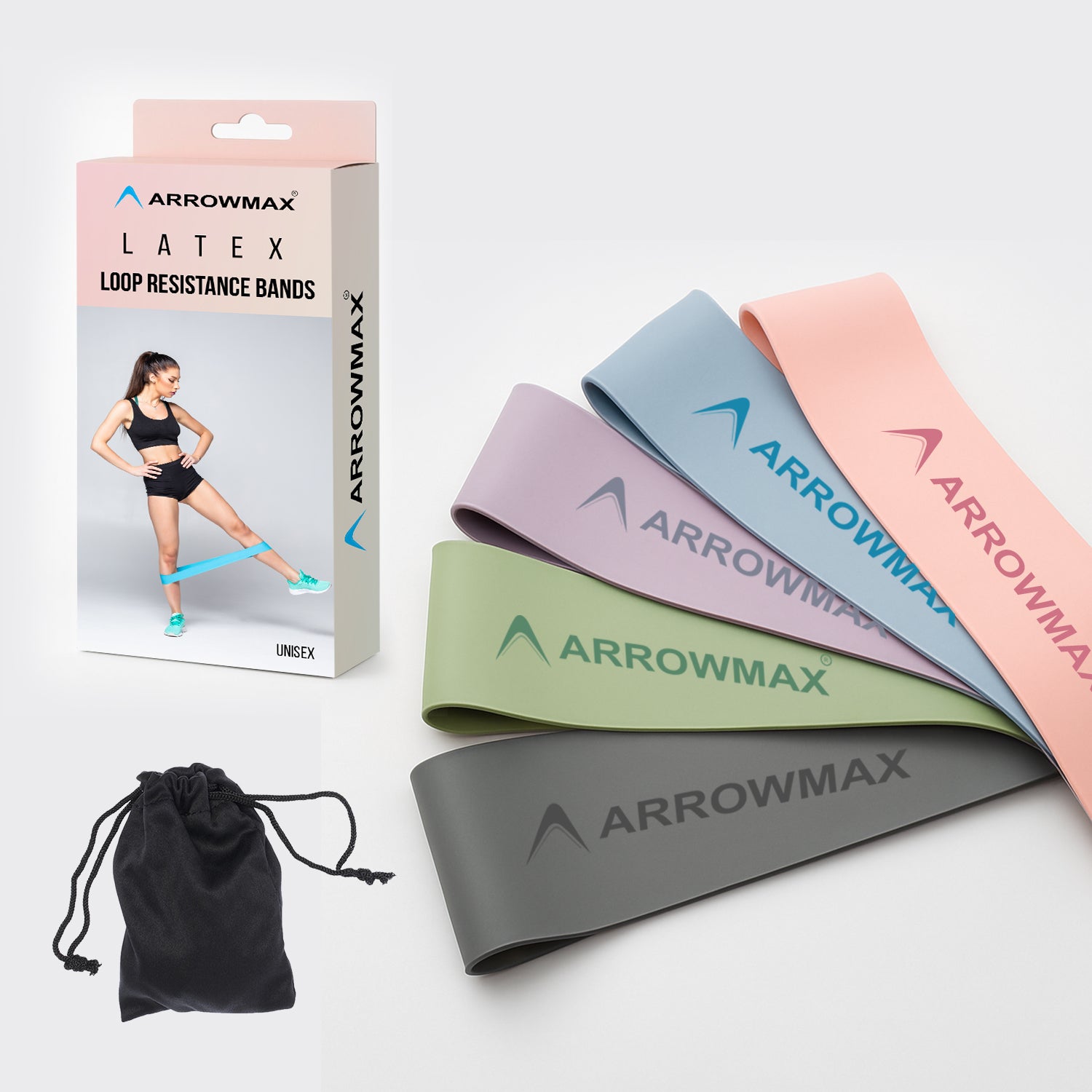 loop resistance workout bands set of 5 pc latex quality premium power band