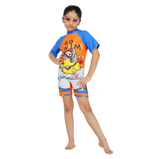 Shifter Kids Half-Sleeve One-Piece Swimsuit | Unisex Chlorine-Resistant Swimwear