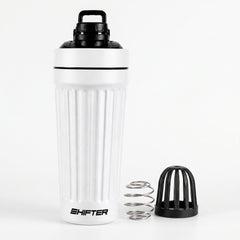 Shifter stainless steel protein shaker bottle with leakproof lid for gym and fitness