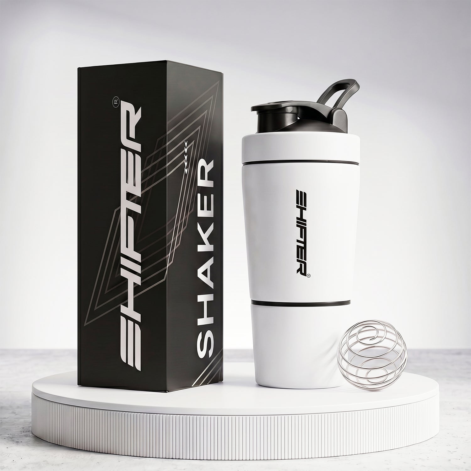 gym steel shaker bottle compartment protein metal sipper