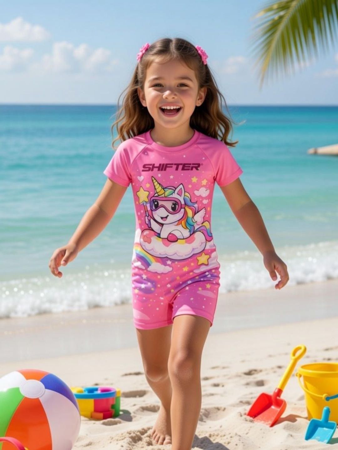 cute swimming costume swimwear girls pink unicorn