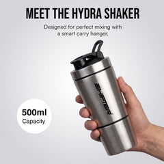 Premium Steel Gym Shaker with Storage Compartment Box for Protein & Supplements