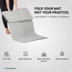 Arrowmax 6 mm Foldable TPE Yoga Mat – Eco-Friendly, Non-Slip, Portable