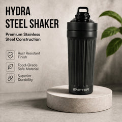stainless steel gym shaker black protein shaker