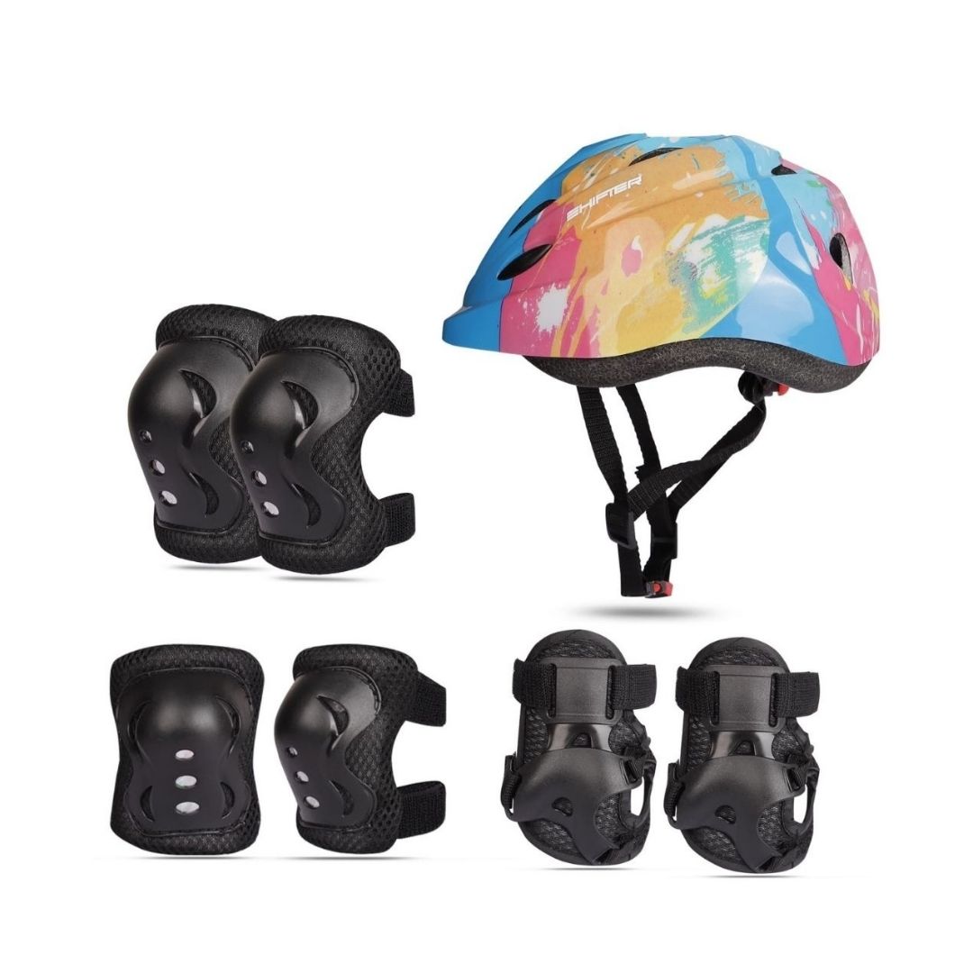 Skating & Cycling Adjustable Helmet Set with Guards for Kids – Free Size Safety Gear