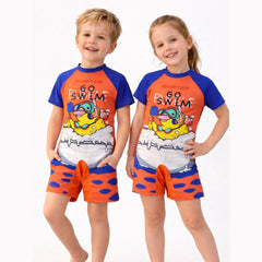 Shifter Kids Half-Sleeve One-Piece Swimsuit | Unisex Chlorine-Resistant Swimwear