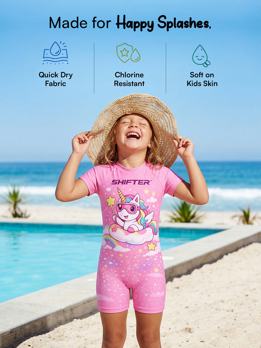 Boys and girls swimwear for swimming pool and beach holiday Unicorn