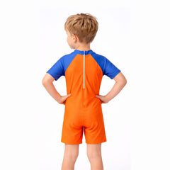 Shifter Kids Half-Sleeve One-Piece Swimsuit | Unisex Chlorine-Resistant Swimwear