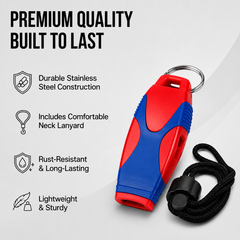 Arrowmax Sports Referee Safety Emergency Whistle with Lanyard | Loud Whistle for Sports, Coaching & Emergency Use