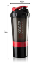 Spider Gym Shaker Bottle | Protein Shaker with Mixing Spring, Storage Compartment & Flip-Top Lid ( COLOUR MAY VARY )