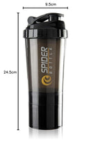Spider Gym Shaker Bottle | Protein Shaker with Mixing Spring, Storage Compartment & Flip-Top Lid ( COLOUR MAY VARY )