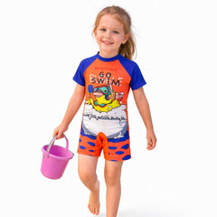 Shifter Kids Half-Sleeve One-Piece Swimsuit | Unisex Chlorine-Resistant Swimwear