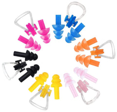 Swimming Ear Plugs and Nose Clip Set Pack of 6,12,24,60 | Waterproof Silicone Swimming Accessories for Adults & Kids