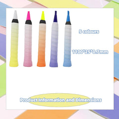 Badminton Grip Tape – Pack of 5 Multicolor Overgrips | Anti Slip Sweat Absorbing PU Tape for Badminton, Tennis, Squash & Pickleball | Durable Replacement Grip India