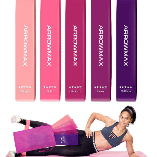 Arrowmax Workout Bands for Women Legs and Butt Resistance Loop Bands Set of 5