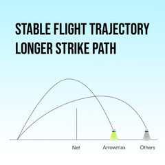 Diagram showing stable flight trajectory and longer strike path with different archery bow brands.