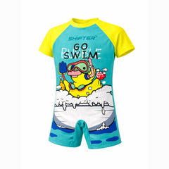 Shifter Kids Half-Sleeve One-Piece Swimsuit | Unisex Chlorine-Resistant Swimwear