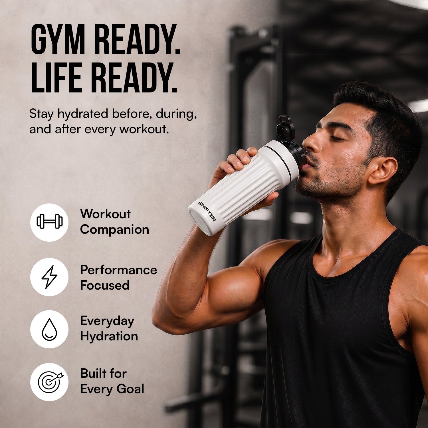 Leakproof protein shaker bottle with wide mouth opening for easy filling