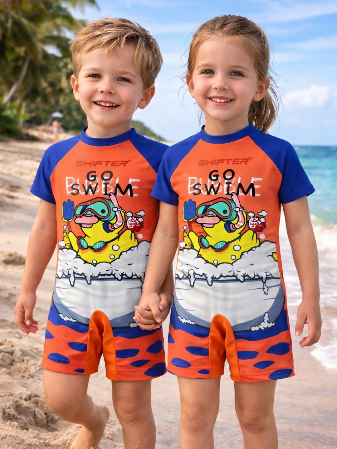 Stretchable kids swimsuit for pool and beach Comfortable zipper swimwear for children Summer swim dress for kids boys girls