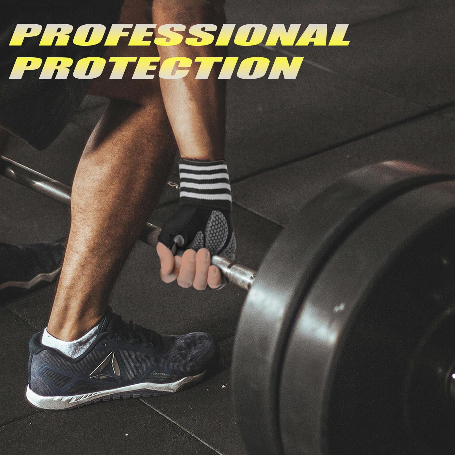 Breathable gym hand gloves with wrist support for men