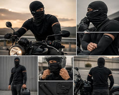 Cooling Arm Sleeves & Balaclava Face Mask Combo for Men & Women | UV Sun Protection | Quick Dry | Black