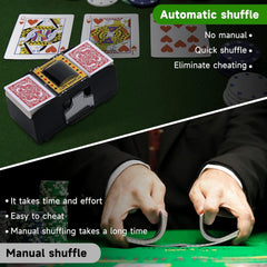 Automatic Card Shuffler Machine with 2 Decks of Playing Cards | Battery Operated Electric Card Shuffling Machine for Poker, UNO, Blackjack & Family Games