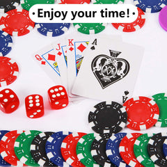 Poker Playing Cards & Chips Set India | Professional Casino Style Poker-Aluminum Finish Case, 2 Decks of Card Game, 5 Dice, 1 Dealer Button (Classic Multiplayer Game) 300 Pcs