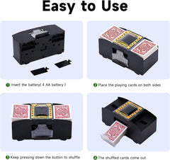 Automatic Card Shuffler Machine with 2 Decks of Playing Cards | Battery Operated Electric Card Shuffling Machine for Poker, UNO, Blackjack & Family Games