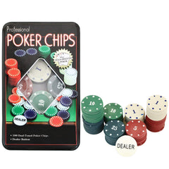 100 Pcs Poker Chips Set with Dealer Button | Professional Casino Style Poker Chips for Texas Hold’em, Poker Nights & Card Games