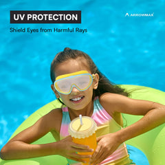 Kids Swimming Goggles with Wide Lens & Attached Earplugs – Anti-Fog, UV Protection, Comfortable Swim Goggles for Boys & Girls