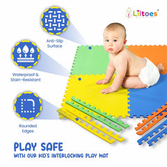 Interlocking Kids Play Mat (2ft x 2ft Tiles) | Soft, Safe & Non-Toxic Foam Floor Mat for Home Indoor Use 12mm-(Color may vary)