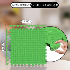 Interlocking Kids Play Mat (2ft x 2ft Tiles) | Soft, Safe & Non-Toxic Foam Floor Mat for Home Indoor Use 12mm-(Color may vary)